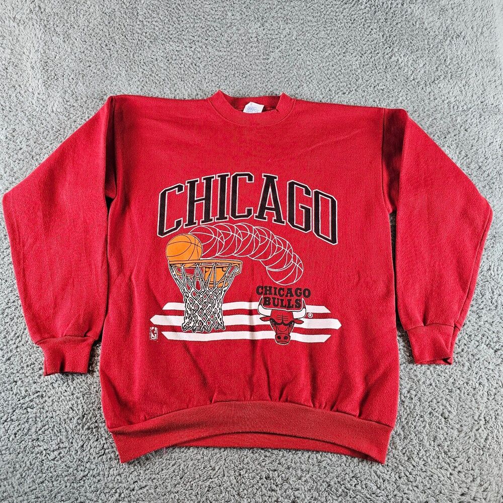 Vintage Chicago Bulls Sweatshirt Men XL Red NBA Basketball Crewneck Pullover 90s